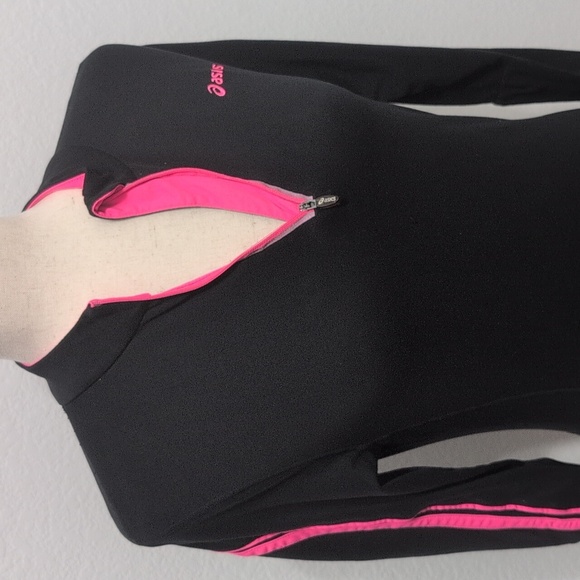 4/$12 ASICS Women's Black and Pink Long Sleeve Running Top Pullover Size Small - Picture 2 of 9